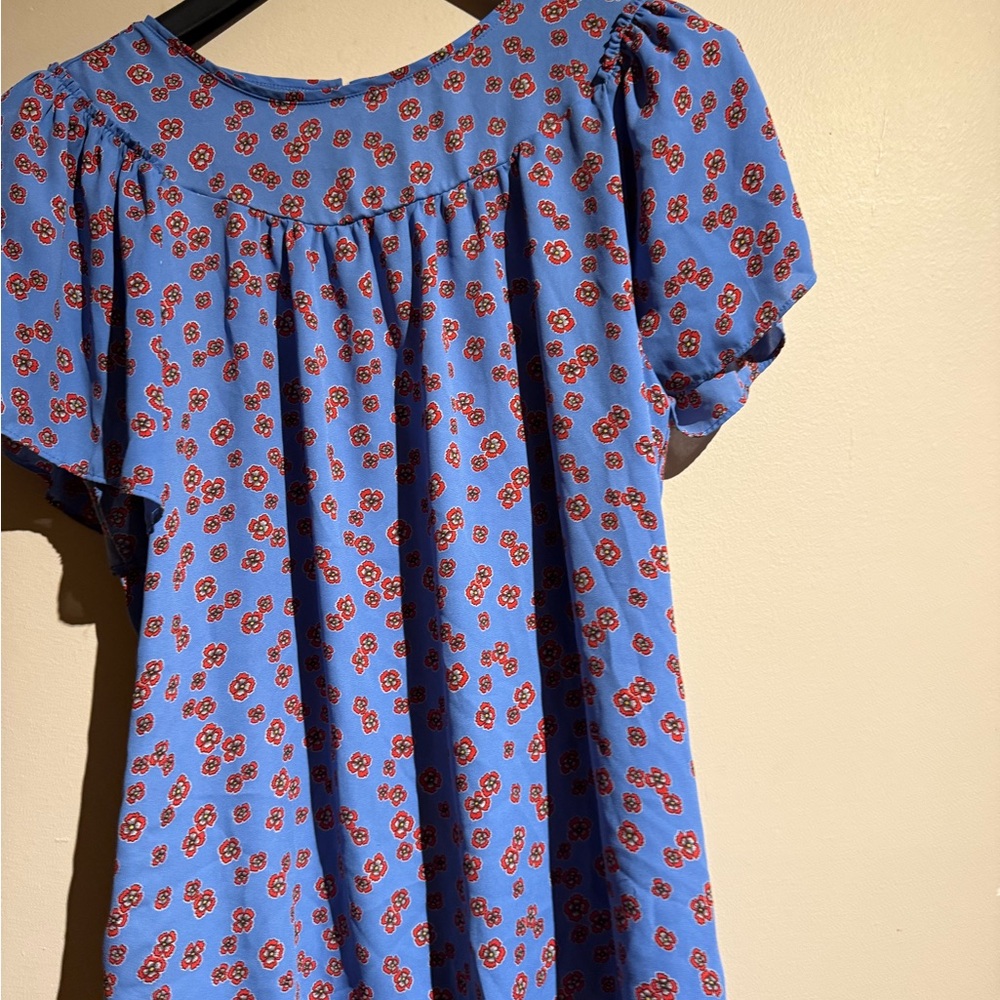 LOFT Blue Rayon Floral Blouse - Women's - Picture 5 of 9